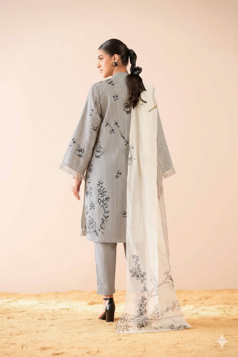 Nishat 3 piece Printed Suit  (SAFARI)