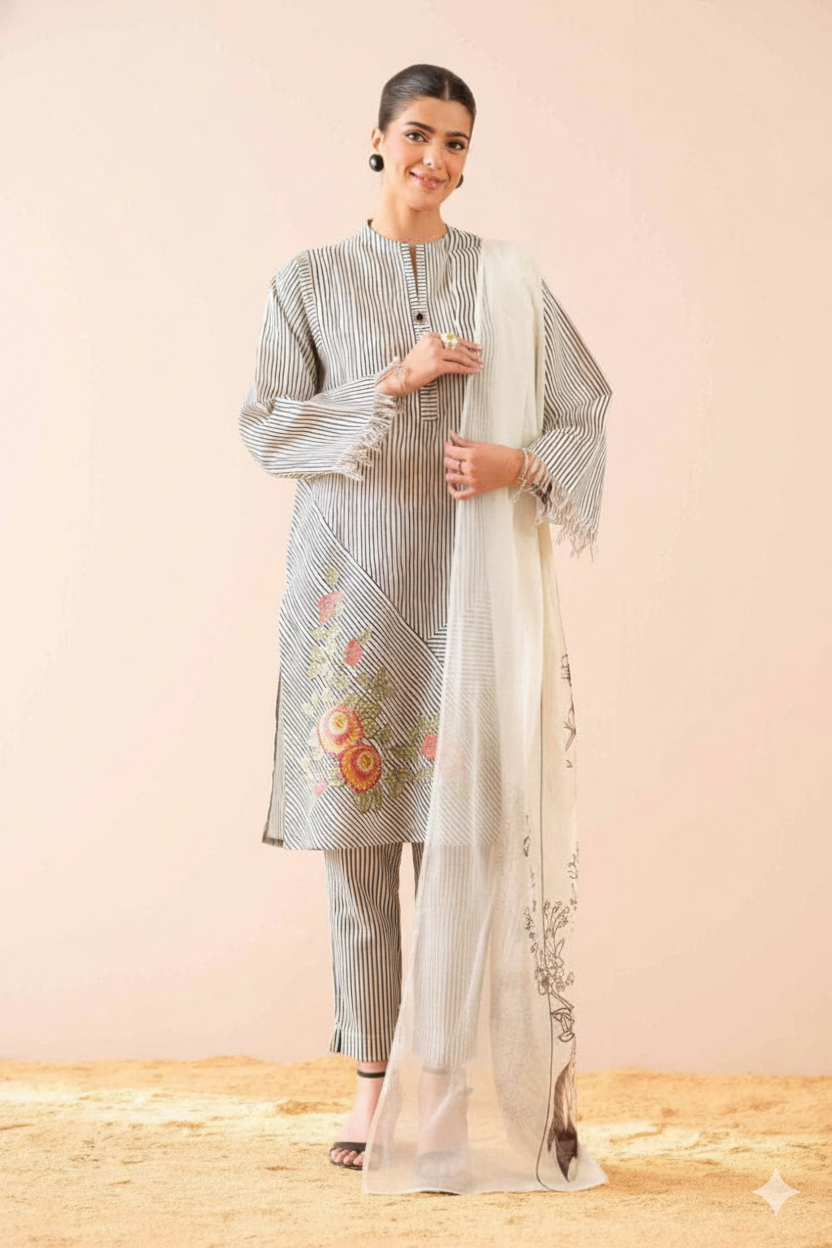 Nishat 3 piece Printed Suit  (SAFARI)