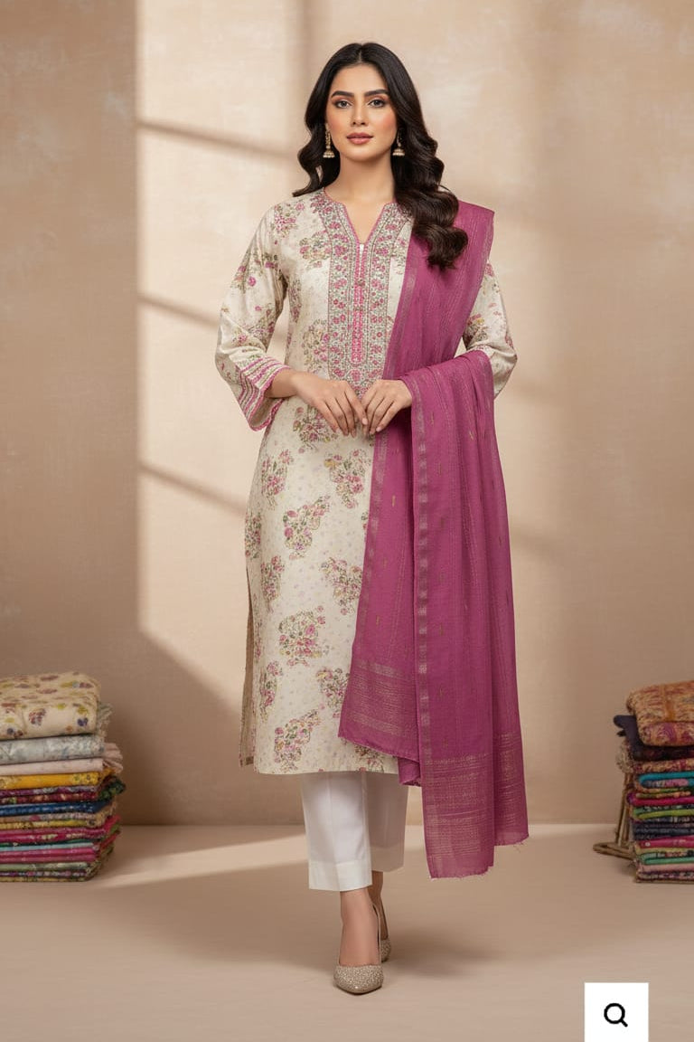 Luxury 3piece Zari Printed suit