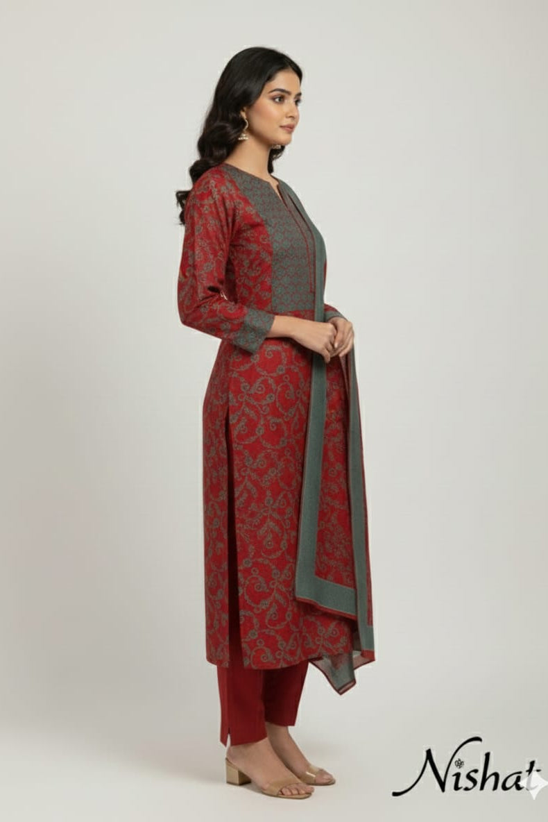 3Piece  jacquard wool