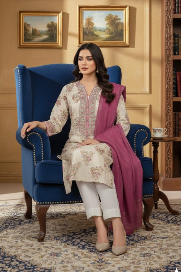 Luxury 3piece Zari Printed suit