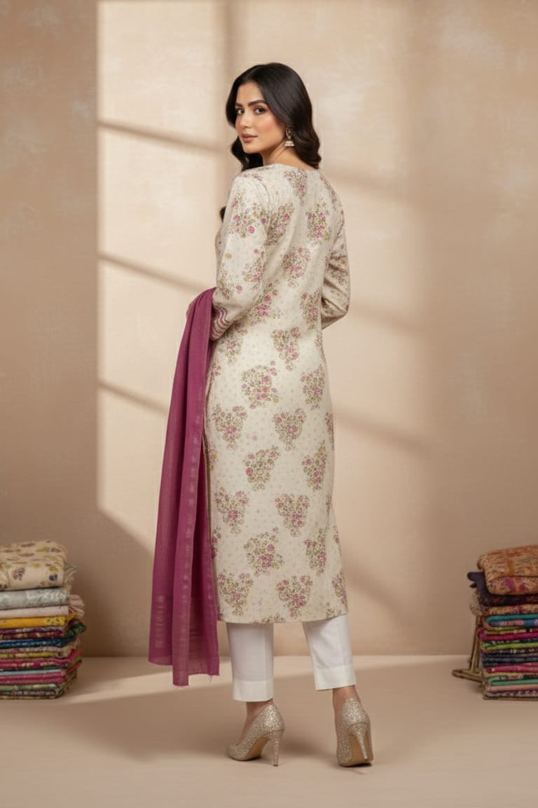 Luxury 3piece Zari Printed suit
