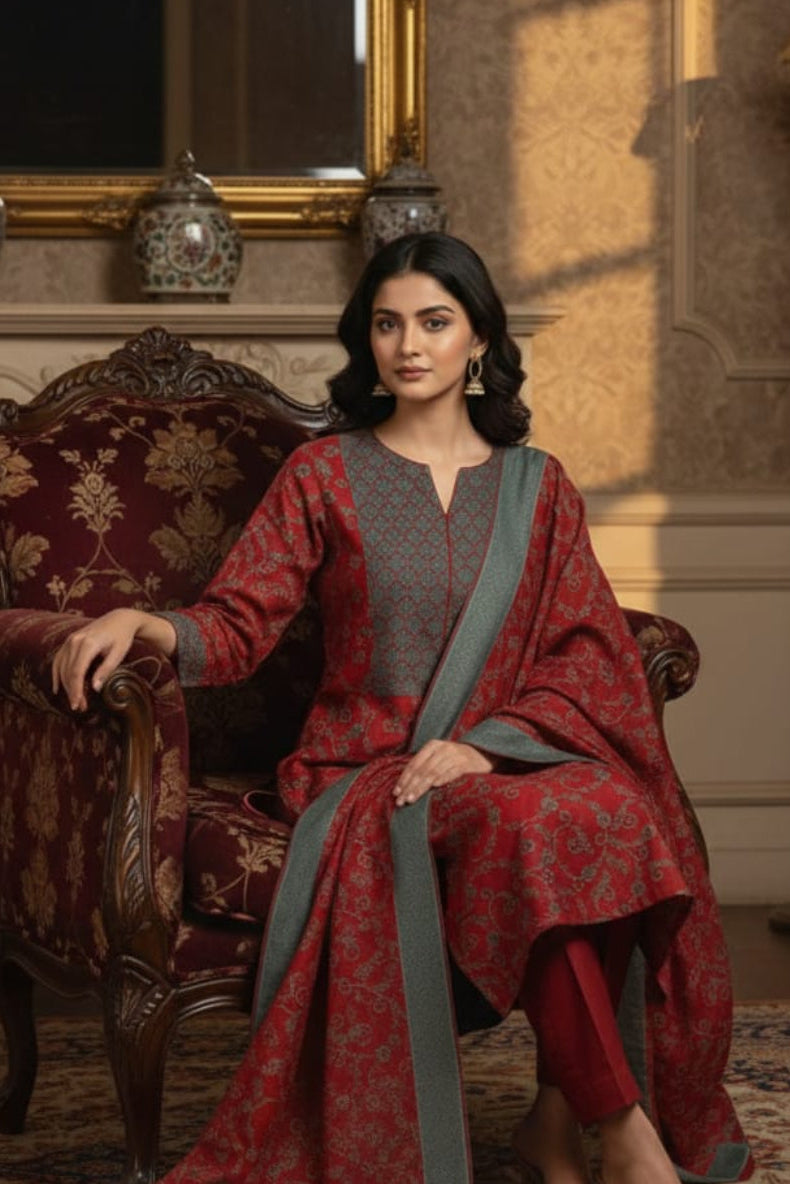 3Piece  jacquard wool