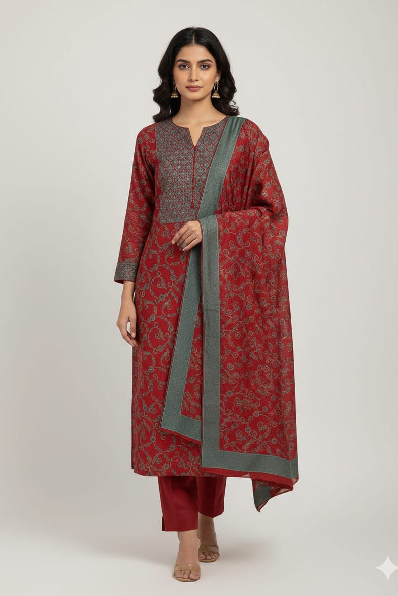 3Piece  jacquard wool