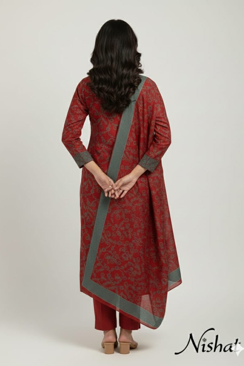 3Piece  jacquard wool